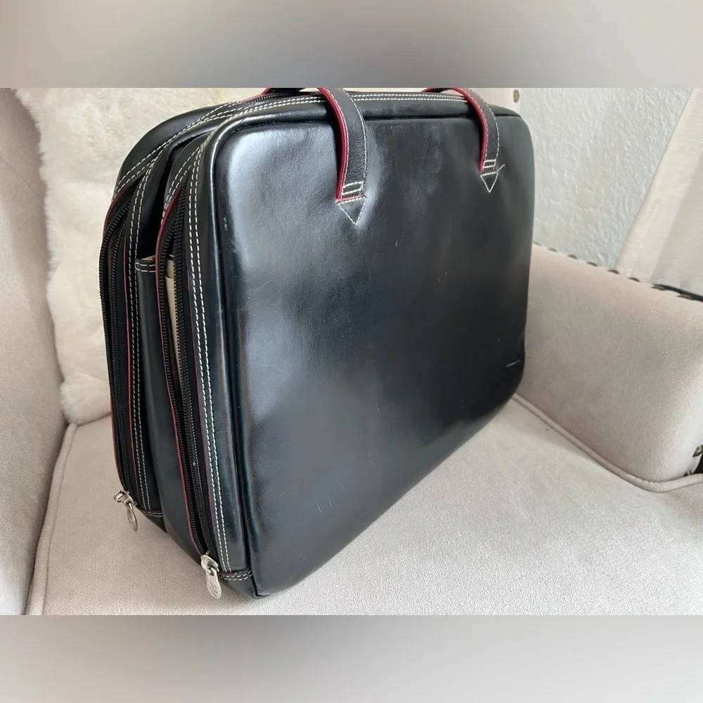 McKlein Black Leather Business Bag Multiple Compartments